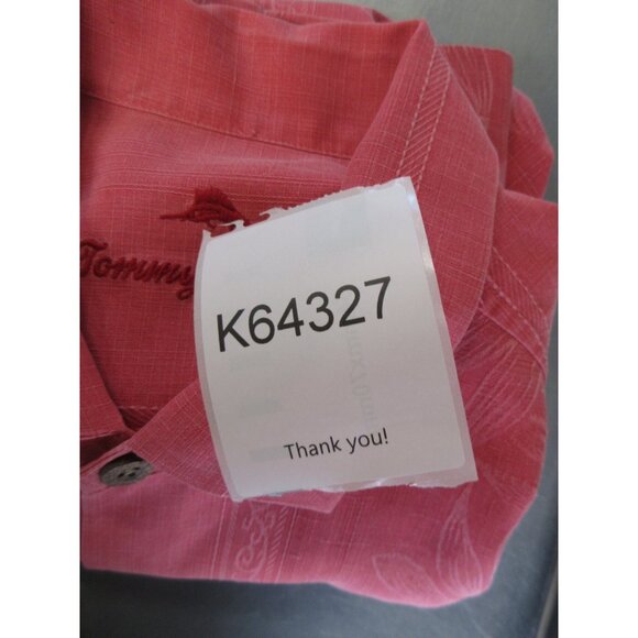 Tommy Bahama Shirt Medium Silk Hawaiian Jacquard Floral Camp Aloha - Picture 13 of 13